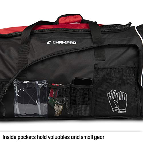 CHAMPRO Varsity Football Equipment Bag With Shoulder Carry Strap, Laundry and Helmet Bags - color: FOREST GREEN