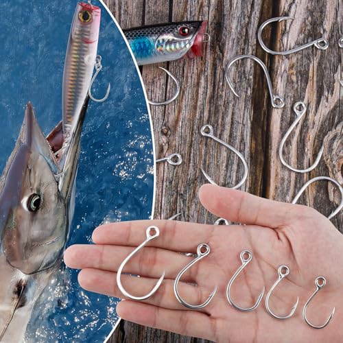 Alwonder 10-Pack Inline Hooks 5X Strong Single Replacement Hook for Hard Baits, High Carbon Steel Heavy Duty Welded Eye Fishing Hooks, Jigging Hook for Freshwater Saltwater Trolling Fishing Tackle - size: #4/0