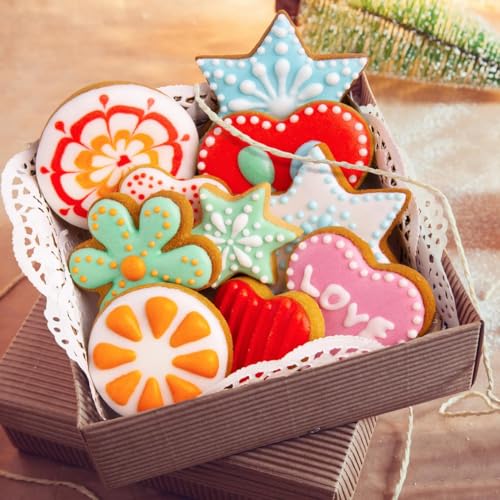 Metal Cookie Cutters Set 12 Pieces, Stainless Steel 3 Heart Cookie Cutters, 3 Star Cookie Cutters, 3 Flower Cookie Cutters, 3 Round Cookie Cutters for Valentine's Day Christmas Holiday