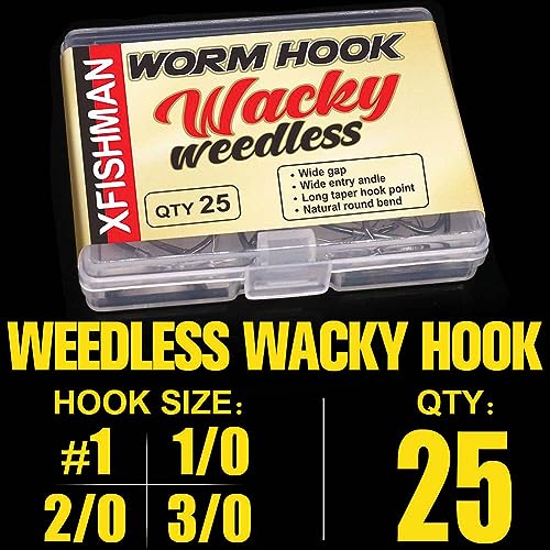 Weedless Wacky Rig Hooks Bass Fishing Hooks for Wacky Rigging Worm Lure - size: 3/0 25-Pack