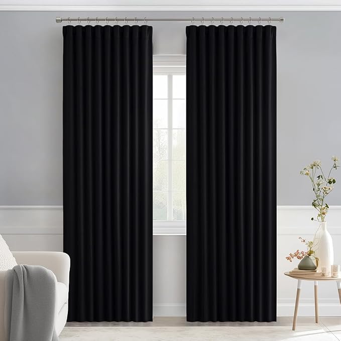 MIULEE Back Tab Blackout Curtains 84 Inch Length 2 Panels Set