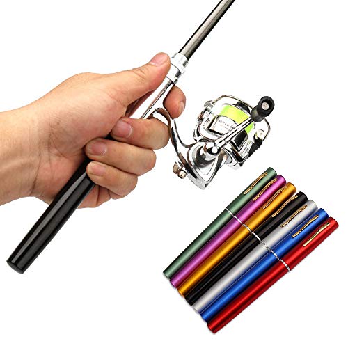 Lixada Fishing Rod Reel Combo Mini Pen Fishing Pole Kit Telescopic Fishing Rod Spinning Reel Combo Kit - color: Red, size: 1.6 m