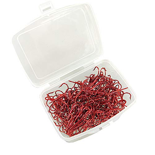 100pcs Fishing Hook Treble Hooks High Carbon Treble Hooks Super Sharp Solid Size 2 4 6 8 10 12 Triple Barbed Steel Fish Hook - color: Red, size: 8#-100pcs