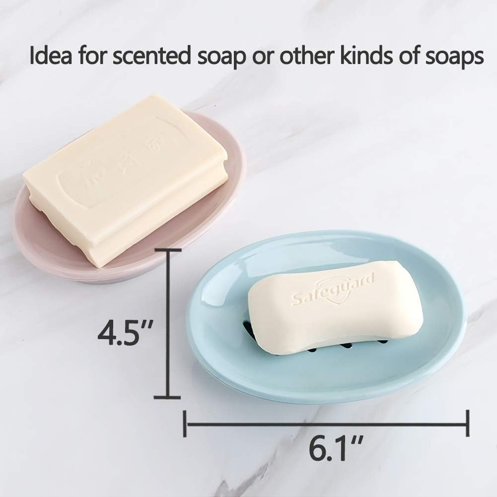 WYOK 2-Pack Soap Dish with Drain Plastic Sponge Holder Easy Cleaning Soap Saver Tray Caddy Keep Dry Stop Mushy for Shower Bathroom Kitchen(White)