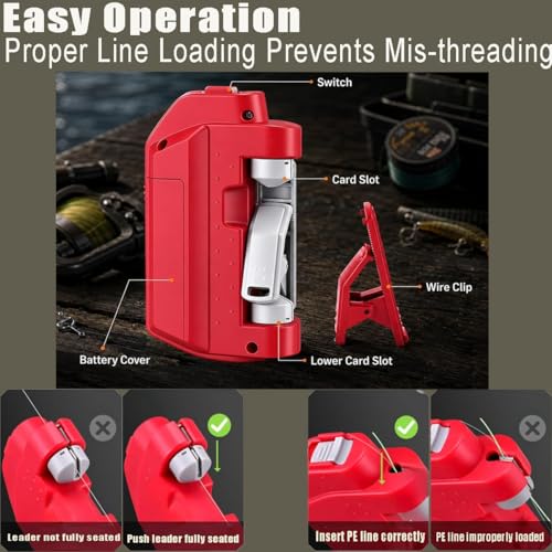 Electric Knot Assist -Automatic Electric Fishing Knot Assist Machine | Quickly ties GT & FG knots, portable line tying device, professional fishing gear for river, reservoir, lake and coastline - color: Red-1pcs