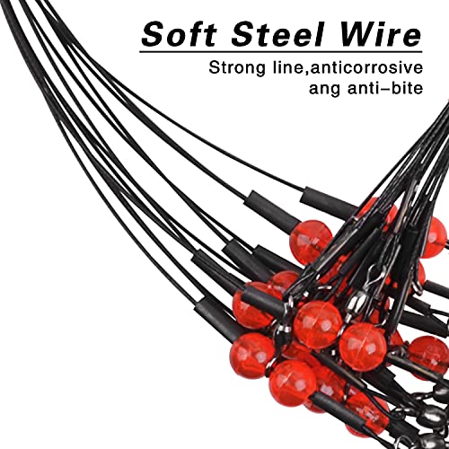 Fishing Leader Rigs Saltwater Tackle Rigs with Swivels Snaps, High Strength Wire Leaders Rigging Surf Fishing Gear Equipment for Lures Bait Hooks Catfish Walleye - color: Black Stainless Steel Leader, size: 12PCS, style: 1 Arm