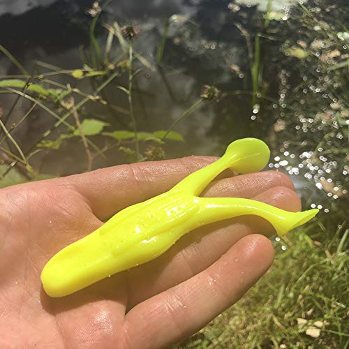 Paddle Toad Frog Soft Plastic 1/2oz 4.13" Fishing Lure - Pack of 3 - color: NEON SOLAR