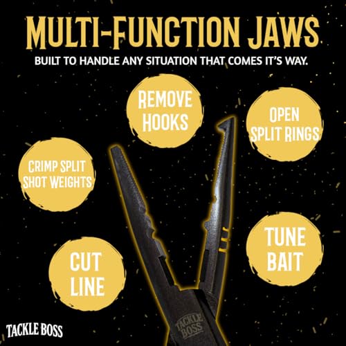 Tackle Boss Outlaw Fishing Pliers & Tool Set – 7.5" Stainless Steel Fishing Pliers, Braid Scissors, Hook Remover & Line Cutter with Holster and Lanyard, Freshwater & Saltwater Fishing Gear - color: Teal