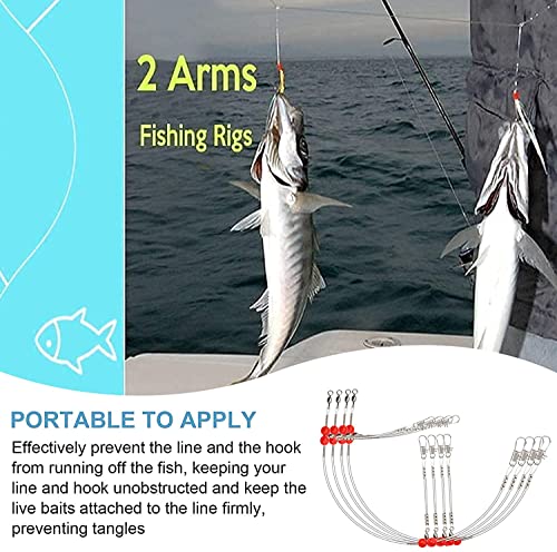 YOTO Fishing Leaders,Saltwater Tackle Rig with Swivels Snap, High-Strength Fishing Wire Gear Equipment for Lures Bait Or Hooks,1Arm and 2Arm - color: White Nylon Leaders, style: 2arm,6pack