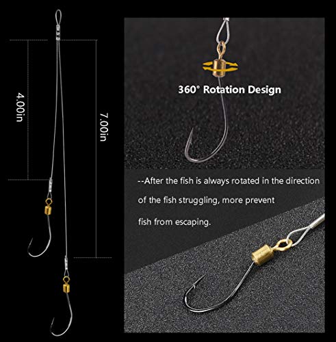 Dyxssm Fishing Hook and Leader, Fishing Rig Hooks with Wire Line Leader - size: 18#