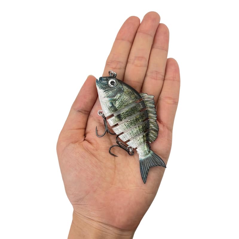 3pcs Multi-Jointed Panfish Bluegill Swimbait Hard Sinking Bass Fishing Lure with Sharp Treble Hooks, Lifelike Fishing Lures for Bass Trout Walleye Crappie, Amazing Swimbaits Gift - color: 02-3.15inches