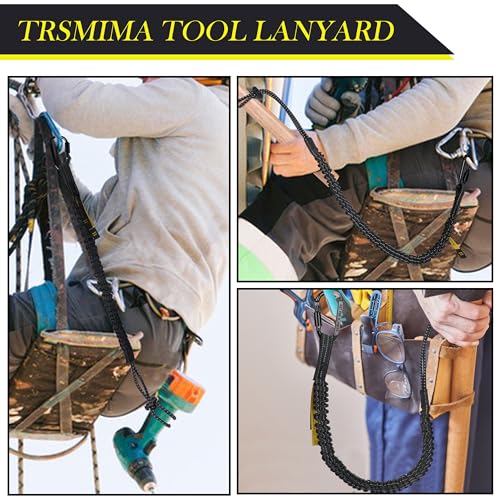 TRSMIMA Safety Tether Tool Lanyard - 50 Pack Fall Protection Lanyard Provide Good Flexibility Aluminum Screw Lock Carabiner Clip Adjustable Loop End - size: 50-pack