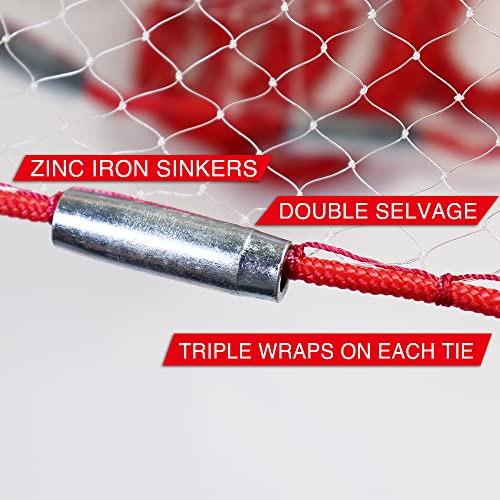 BasicGear Cast Net | 3ft-12ft Radius, 3/8 or 1/4 inch Mesh for Freshwater and Saltwater Bait Fish| Professional Grade and Upgraded Material | Throw Style - size: 6ft Radius, style: Zinc Iron, 1/4" Mesh