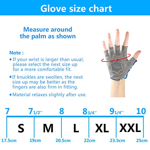 Palmyth Stubby UV Fishing Gloves Sun Protection Fingerless Glove Men Women UPF 50+ SPF for Kayaking, Paddling, Canoeing, Rowing, Driving - color: Blue Camo, size: Small