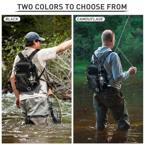 THKFISH Fishing Backpack with Rod Holder, Fishing Tool Kit, Water-Resistant Bag With Fishing Lures Kit, Fishing Tackle Box and Pliers Set for Men Women (Black-87pcs) - color: Black-87pcs