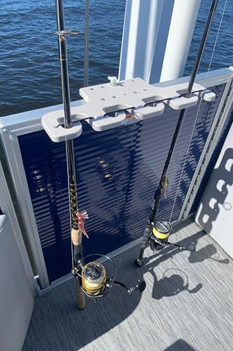 Pontoon Boat Fishing 4-Rod-Holder – No-Tool Rail Mount | USA Made | Deep Blue Outdoors - color: Gray