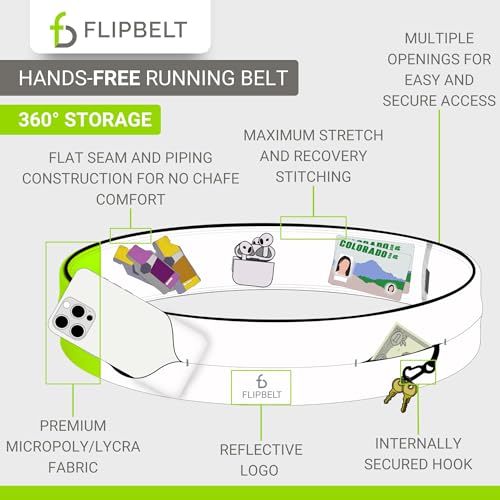 FlipBelt Classic Running Belt, Phone Holder for Running, Money Belt Pouch - color: Black, size: Small