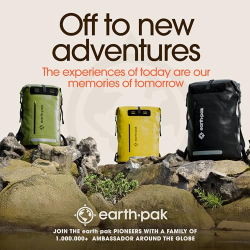Earth Pak Waterproof Backpack - Heavy Duty Hiking Backpack - Roll-Top Closure Bag - Cushioned Dry Bag Waterproof Phone Case - color: Yellow, size: 35L
