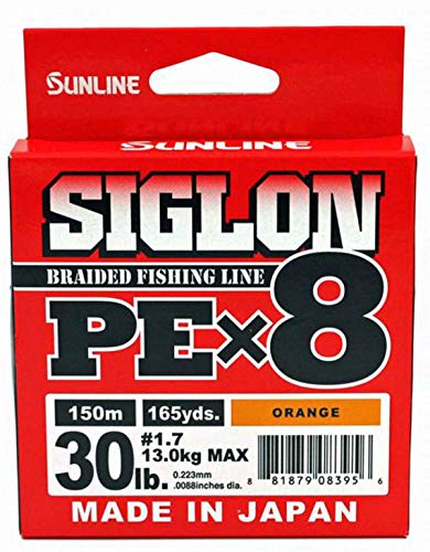 Sunline 63053496 Siglon PEx8 8-Strand Braided Line 30lb 165yd Orange Tight Weave Low Diameter