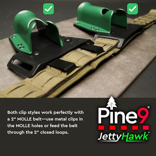 JettyHawk Fishing Rod Hip Holster, Hands-Free Quick-Draw Holder, Fits 1.5-2" Pole, for Spinning, Baitcaster, Centerpin & Surf Rods, Wading & MOLLE Belts - color: Infantry w-Black Belt Clip