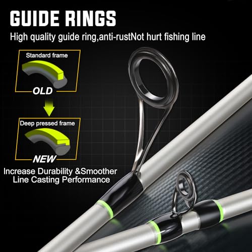 Sougayilang Baitcaster Combo, IM7 Graphite 2Pc Blank Rods,M/MH Power,EVA Handle & Stainless Steel Guides,7.1:1 Gear Ratio, 18LB Drag for Bass, Walleye, Pike - color: green-left, size: 7'00''-Medium Heavy