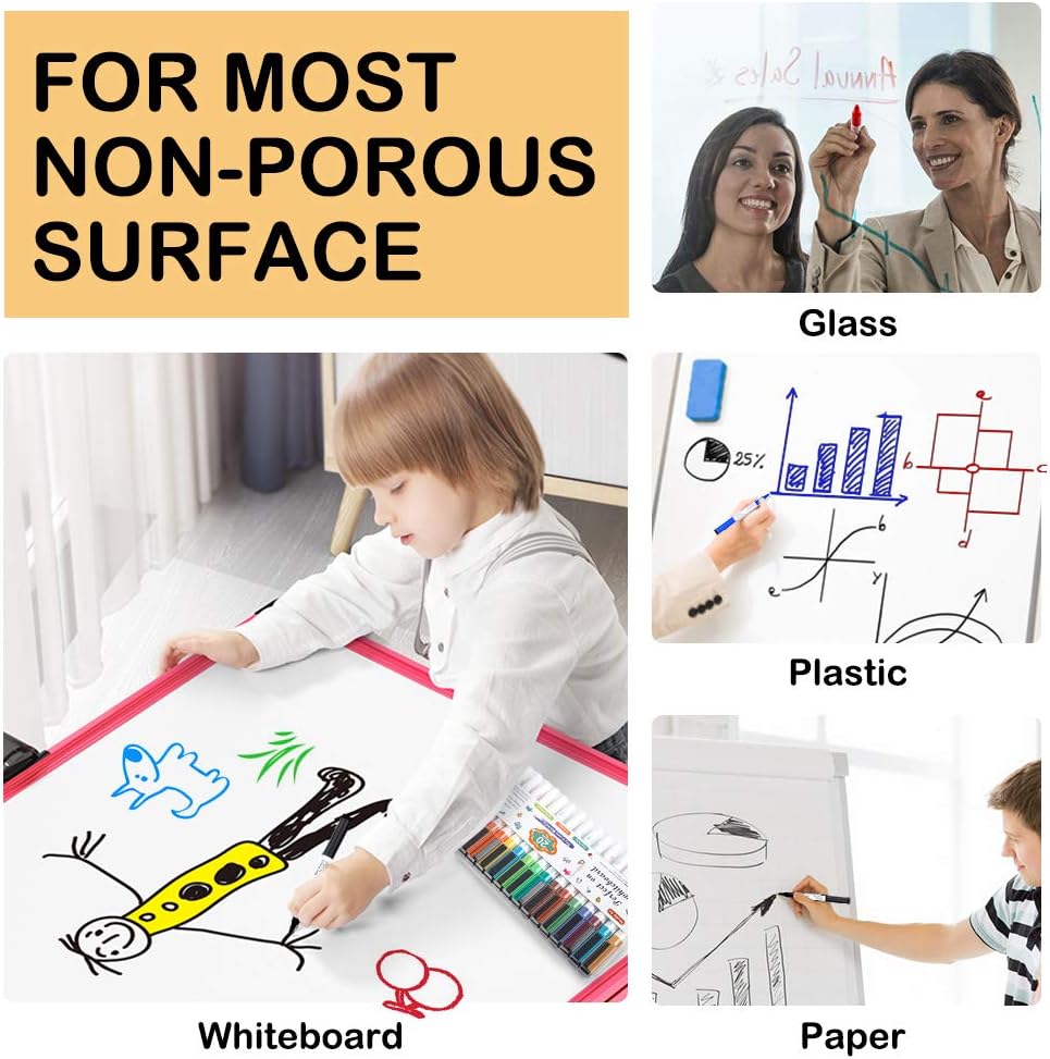 Shuttle Art Magnetic Whiteboard Markers, 20 Pieces Fine Tip and Eraser, Dry Erase Whiteboard Markers, for Writing on Whiteboards, Weekly Planner, Glass for School Office Home