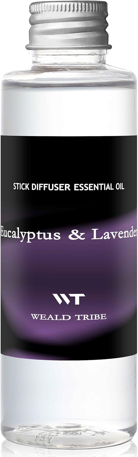 WEALD TRIBE Stick Scent Diffuser Oil Refill | Eucalyptus & Lavender Scent 4 fl oz(120ml) Home Fragrance Defusers | Scented Aroma Essential Oil ReedDiffuser Sets with 6 Sticks
