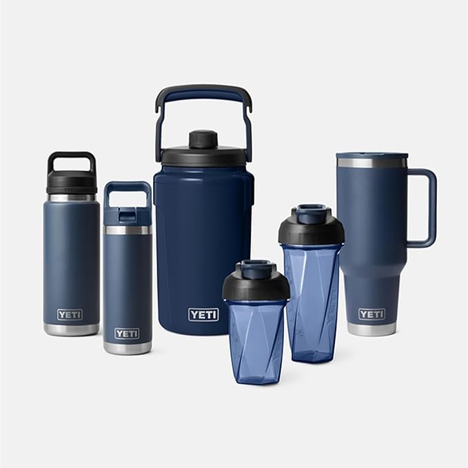 YETI Yonder Helimix Vortex Blender Shaker Bottle Holds up to 27oz | No Blending Ball or Whisk | USA Made | Portable Pre Workout Whey Protein Drink Shaker Cup | Dishwasher Safe, Navy