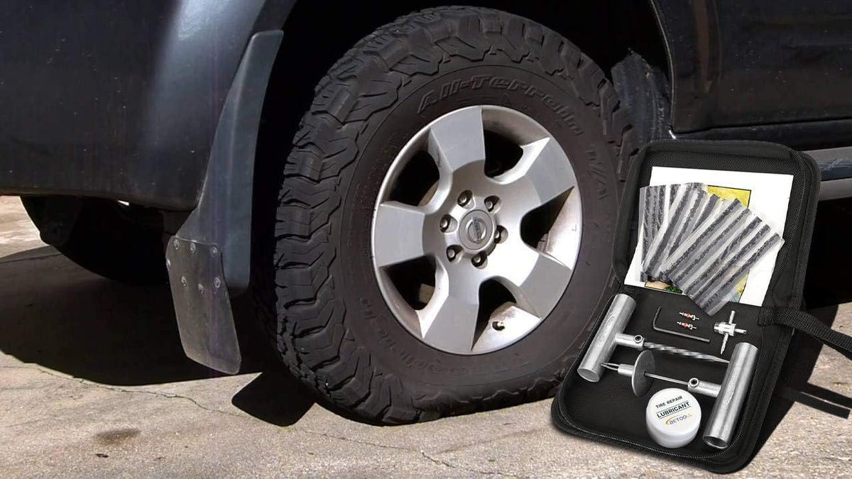 Tire Repair Kit, 24 Pcs Professional Heavy Duty Universal Emergency Flat Tire Repair Kit to Fix Punctures, for car Motorcycle, Truck, Golf Cart, ATV, Tractor, ARB, RV, SUV, Trailer etc.