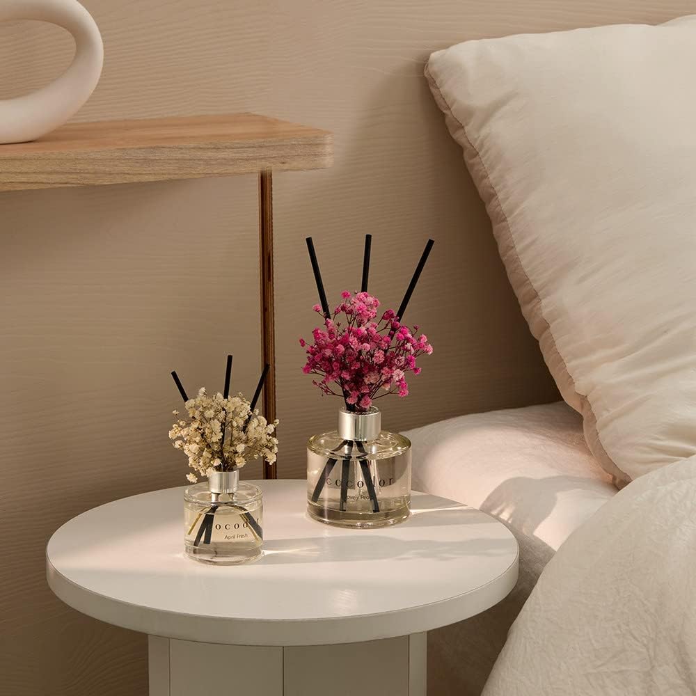 COCODOR Flower Reed Diffuser Set / 6.7oz / Garden Lavender/Scent Diffuser with Sticks Home Fragrance Oil Reed Diffuser for Bathroom Shelf Decor