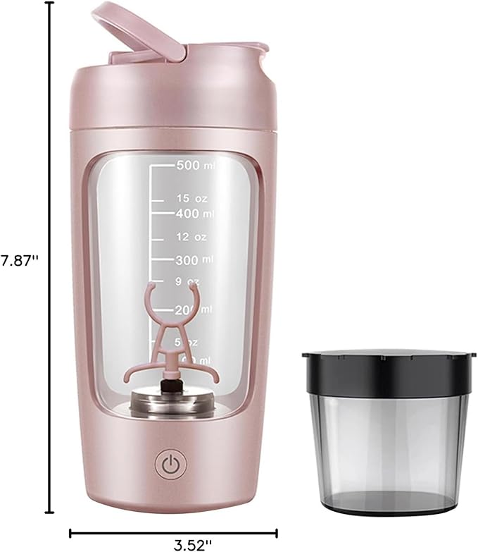 Electric Protein Shaker Bottle with Storage Box,22oz USB Rechargeable Mixer Cup,Made with Tritan, BPA Free, Protein Shakes for Mixer (Pink)