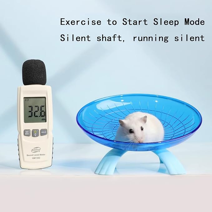 7 Inch Silent Hamster Wheel - UFO Exercise Wheel for Small Animals (Blue, Ultra Quiet & Safe)