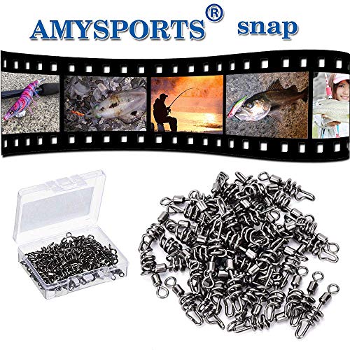 AMYSPORTS Fishing swivels Corkscrew snap swivels Fishing Tackle swivels Saltwater Freshwater Leader Lure jigs line Connector - size: Size4 (77lb) 50 pcs