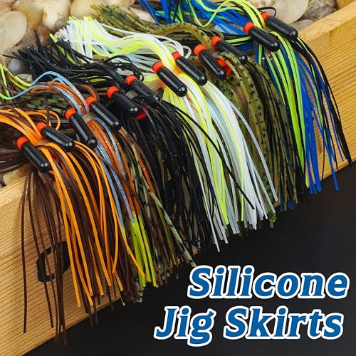 Silicone Spinnerbait Skirts Replacement Jig Skirts Kit with Tube Rattles, 12/18/24 Bundles DIY Fishing Lures Buzzbait Spoon Blade Squid Jig Fly Tying Material - size: 6pcs
