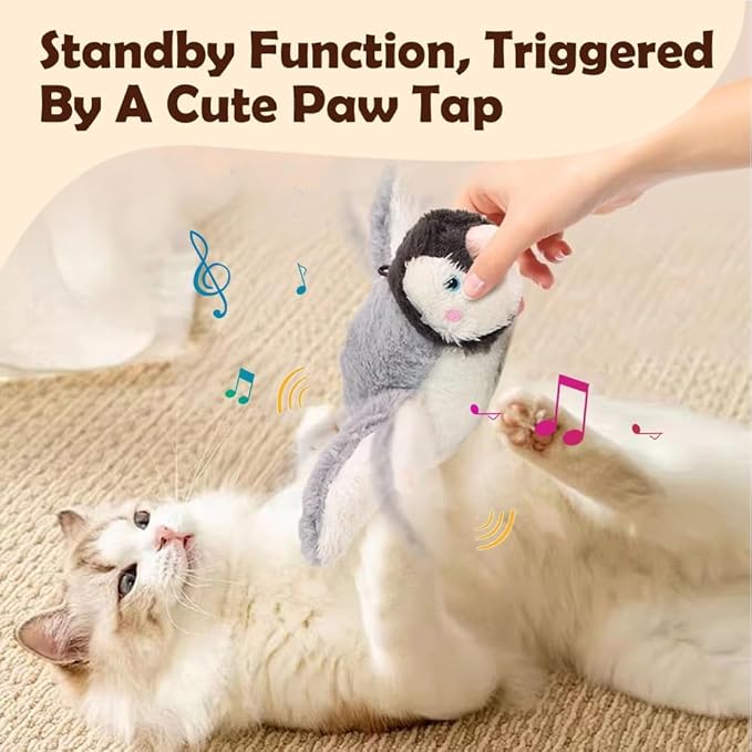 Flapping Chase Cat Toy, Interactive Chirping Flying Bird Cat Toy, Chirping Bird Cat Toy Flapping Wings (Blue)