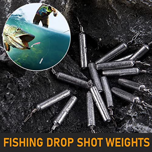 Dr.Fish 50 Pack Fishing Drop Shot Weights Lead Fishing Weights Pencil Skinny Sinkers with Barrel Swivels for Freshwater Bass Fishing - size: 3/4oz-20 Pack
