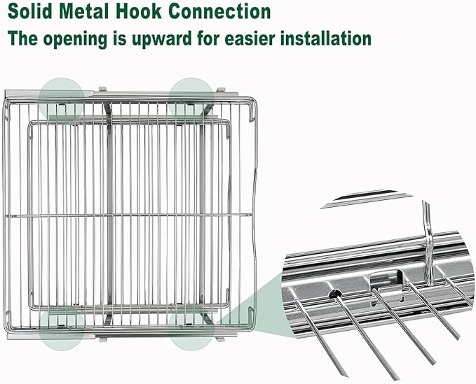 DINDON 2 Tier Pull Out Cabinet Organizer (17" W X 21" D), Double Tier Wire Basket Slide Out Shelf Storage for Kitchen Base Cabinet, Chrome Finish