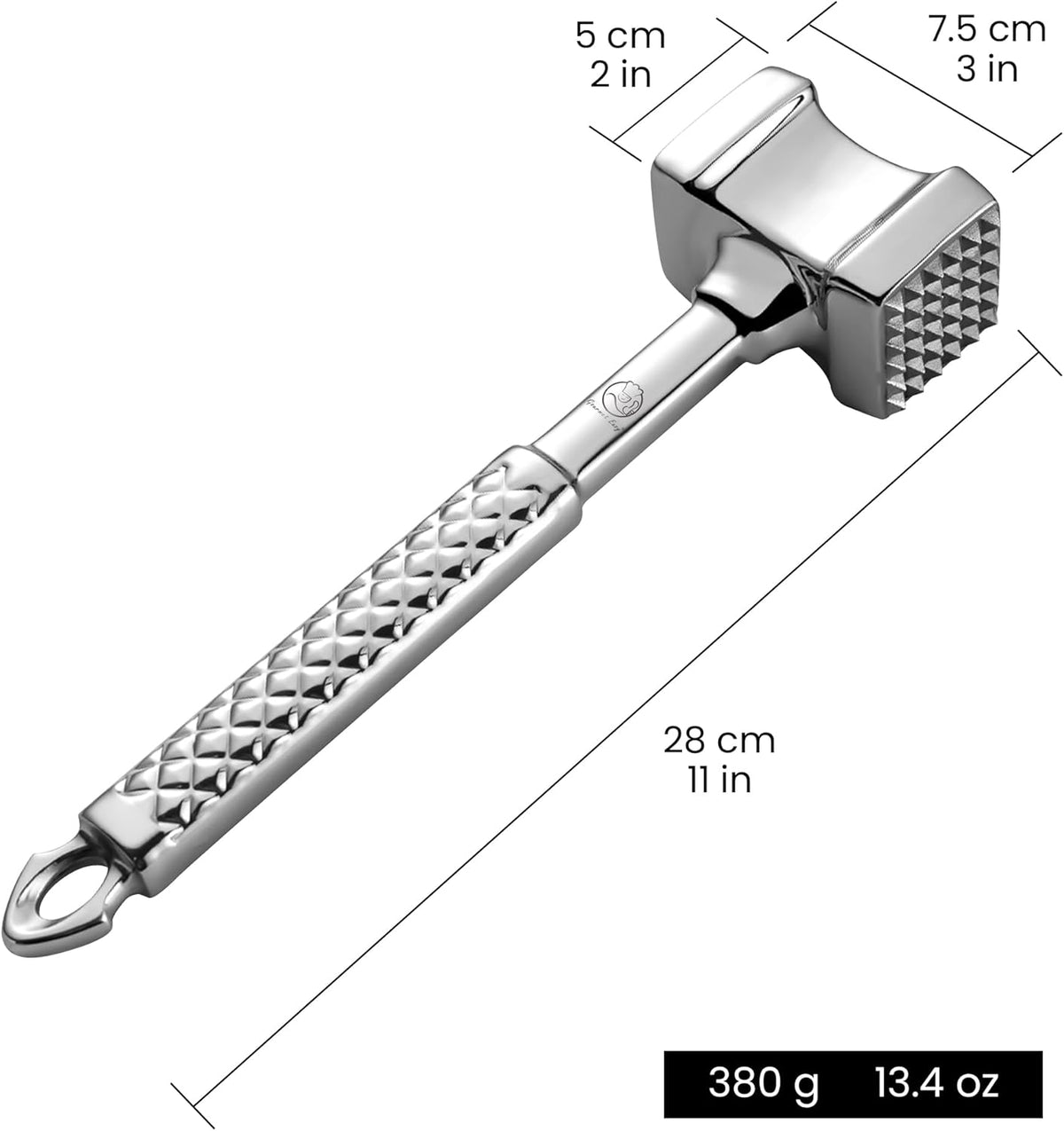 Stainless Steel Meat Tenderizer Tool, Premium Meat Mallet with Non-Slip Grip, Dual-sided Kitchen Mallet Ideal for Tenderizing Steak, Poultry & Chicken Cutlet, Dishwasher Safe with Lifetime Replacement