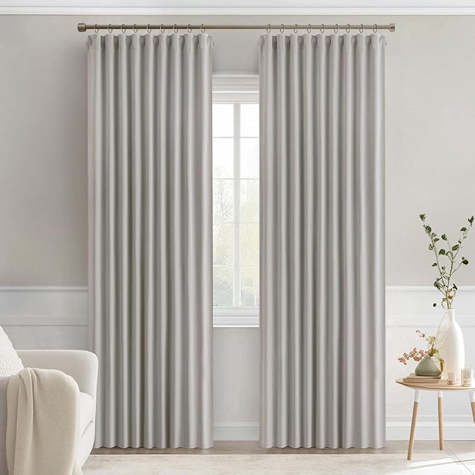 MIULEE Stone Back Tab Blackout Curtains 72 Inches Long 2 Panels Set