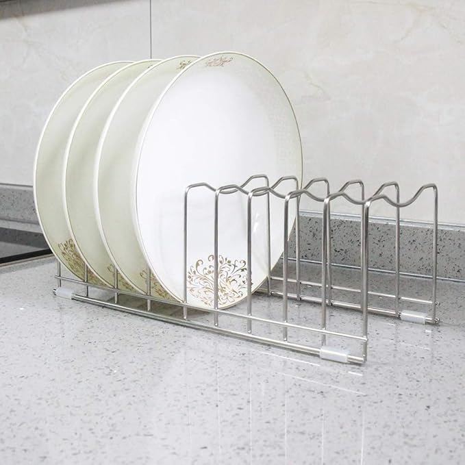 FLSEPAMB Pot Lid Organizer Pan Lid Organizer Kitchen Pot Lid Rack Suitable for Bakeware Dish Plate, Cutting Boards, Pots & Pans, Serving Trays, Reusable Holder (2 Pack)