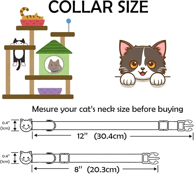 Elegant little tail 2 Pack Cat Collar- Sunflower Print Cotton Breakaway Cat Collars with Bell Pendant Kitten for Girl Safety Adjustable Collar for Small Cats Puppy