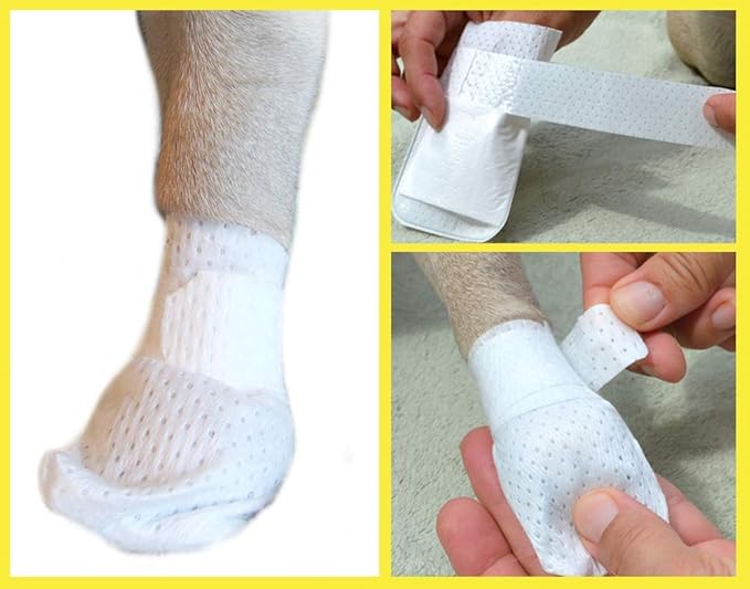 Medimitt Paw Bandages for Dogs, Cats and Pets – Stretchy Medical Booties, First Aid for Paws – Non Slip, Non Adhesive, Breathable, Disposable, Washable, Adjustable Strap, Value Pack (Large 20-Pack)