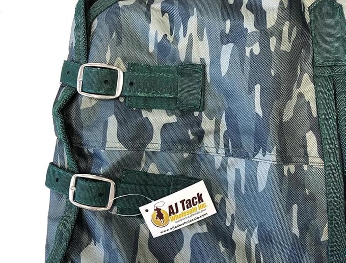AJ Tack 1200D Waterproof Winter Pony Blanket - 300g Heavyweight Turnout with Fleece Collar, Shoulder Gussets & Tail Flap - Camouflage 50"