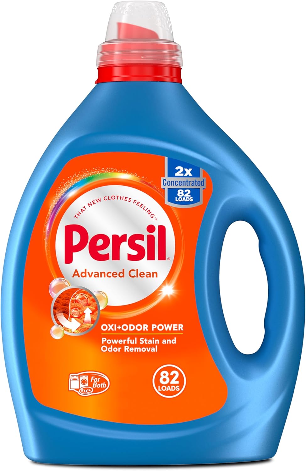 Persil Advanced Clean Oxi+Odor Power, Liquid Laundry Detergent, High Efficiency (HE), Deep Stain Removal, 2X Concentrated, 82.5 fl oz, 82 Loads