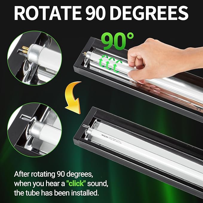 REPTI ZOO UVB Reptile Light, New Version T5 HO UVB Lighting Combo Kit, Reptile Terrarium Hood with 10.0 UVB Tube Bulb, Reptile Light Fixture 8W-12Inch