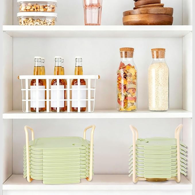 Adjustable Lids Organizer for Rubbermaid Brilliance Lids, Lid Organizers Inside Cabinet for Pyrex Snapware, Lids Holders Suitable for Storing Lids of Various Sizes(5.51in-8.27in)