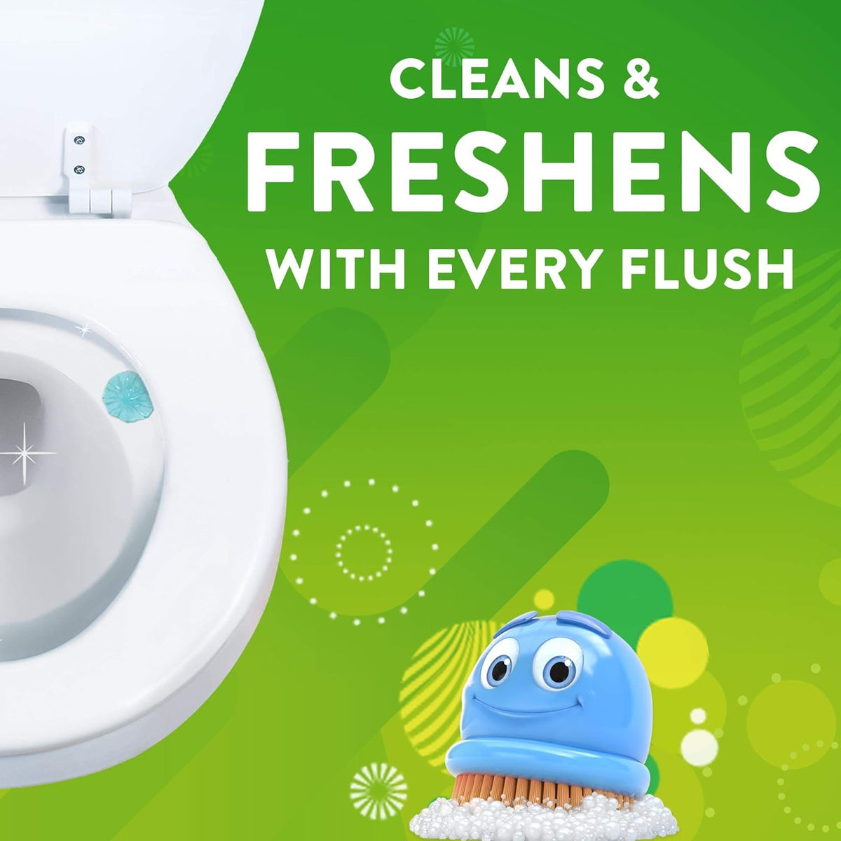 Scrubbing Bubbles Fresh Gel Toilet Bowl Cleaning Stamps, Helps Keep Toilet Clean and Helps Prevent Limescale & Rings, Rainshower Scent, 1 Dispenser with 24 Fresh Gel Stamps