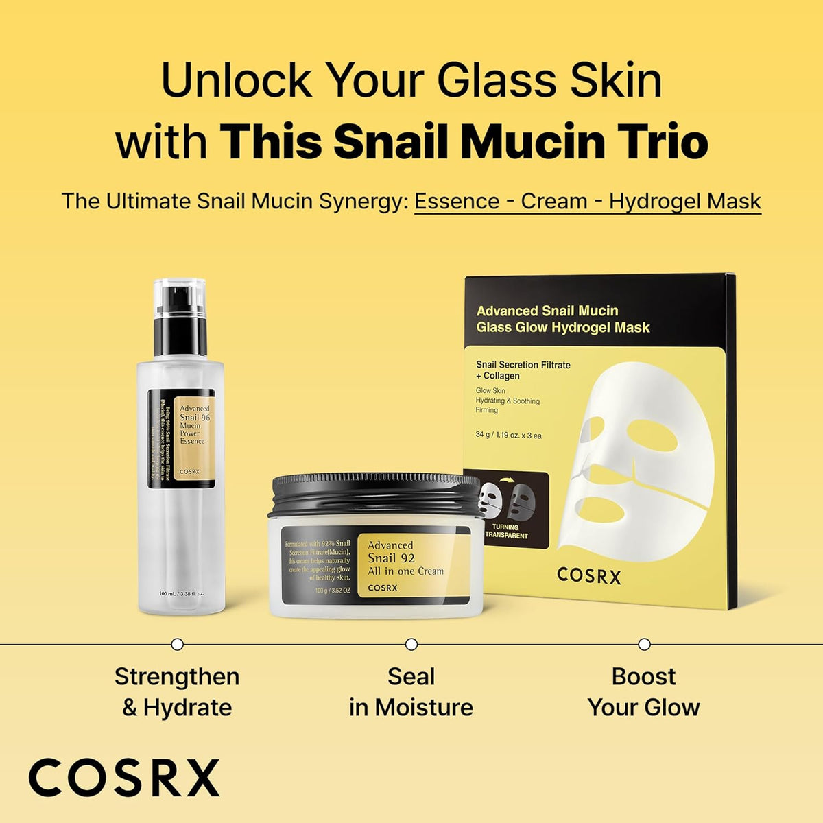 COSRX Snail Mucin 92% Face Moisturizer, 3.52 Oz, Lightweight Moisturing Cream for Soft, Glowy Skin, Korean Skin Care, Korean Moisturizer Face Cream