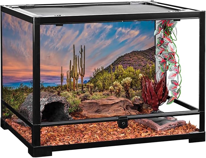 AWERT 48x18 inches Terrarium Background Blue Sky Cloud Huge Cactus Oasis Gobi Reptile Habitat Background Vinyl