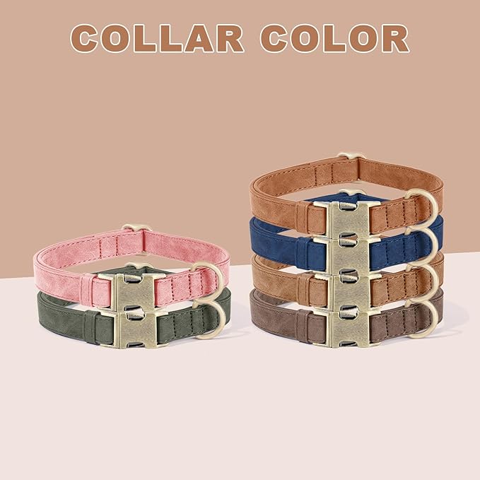 Genuine Leather Dog Collar - Adjustable Pet Collar with Quick Release Metal Buckle, Soft Skin Friendly Real Leather Collar for Small, Medium, Large Dogs (Dark Brown, S:Fit 8-16" Neck)